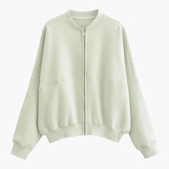 Women's Fleece Bomber | Soft Texture | Zip Closure | Winter - Light Green