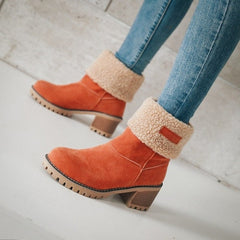 Women's Fleece-Lined Ankle Boots | Block Heel | Cozy | Winter