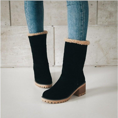 Women's Fleece-Lined Ankle Boots | Block Heel | Cozy | Winter