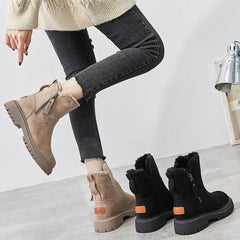 Women's Fleece-Lined Suede Slip-On Winter Ankle Boots