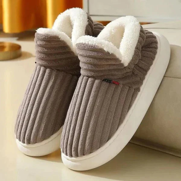 Women's Fleece Slippers | Slip-On | Winter - Brown