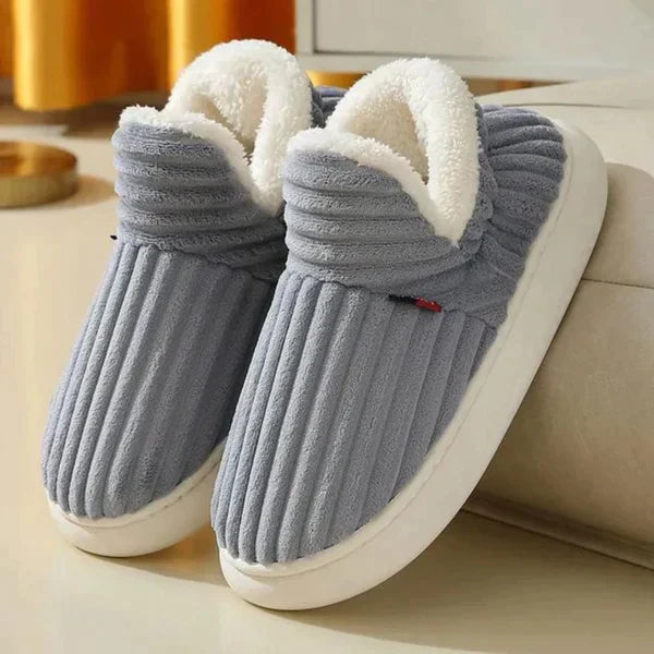 Women's Fleece Slippers | Slip-On | Winter - Light Gray