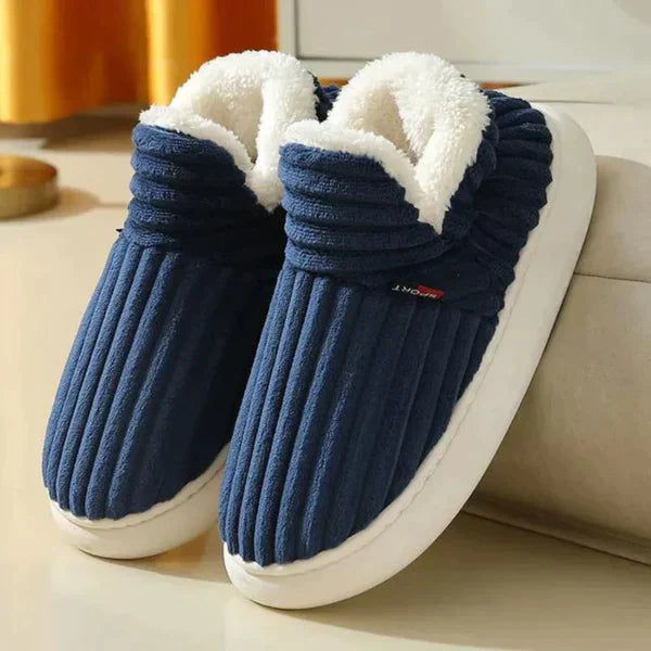 Women's Fleece Slippers | Slip-On | Winter - Navy