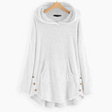 Women's Fleece Zip-Up Hooded Sweater with Cat Pocket | Autumn - White