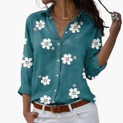 Women's Floral Blouse | Button-Up | Summer - Green