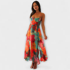 Women's Floral Bustier Maxi Dress - Spaghetti Strap | Summer