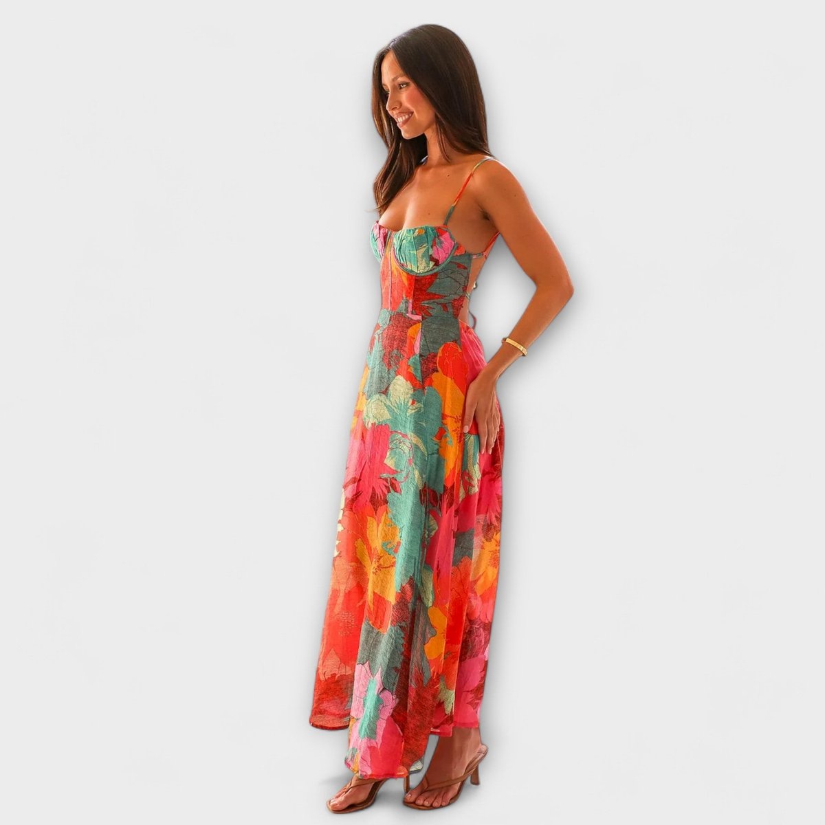 Women's Floral Bustier Maxi Dress - Spaghetti Strap | Summer
