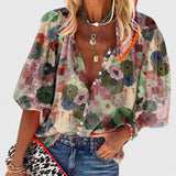 Women's Floral Button Blouse - Long Sleeve | Spring - Green