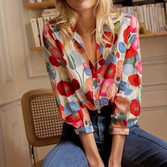 Women's Floral Button Down Blouse - Long Sleeve Relaxed Fit | Spring