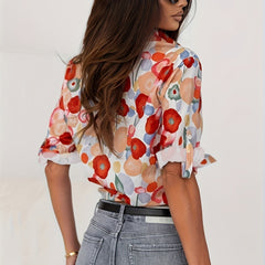 Women's Floral Button Down Blouse - Long Sleeve Relaxed Fit | Spring