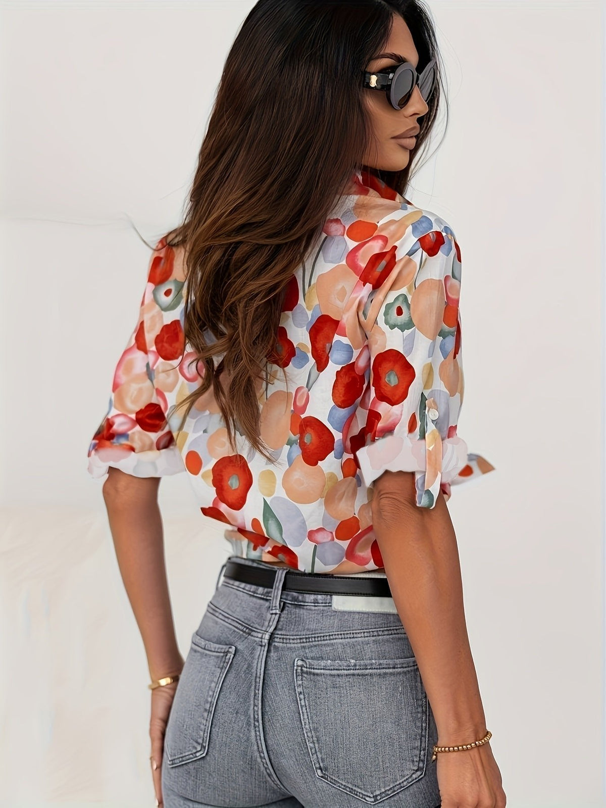 Women's Floral Button Down Blouse - Long Sleeve Relaxed Fit | Spring