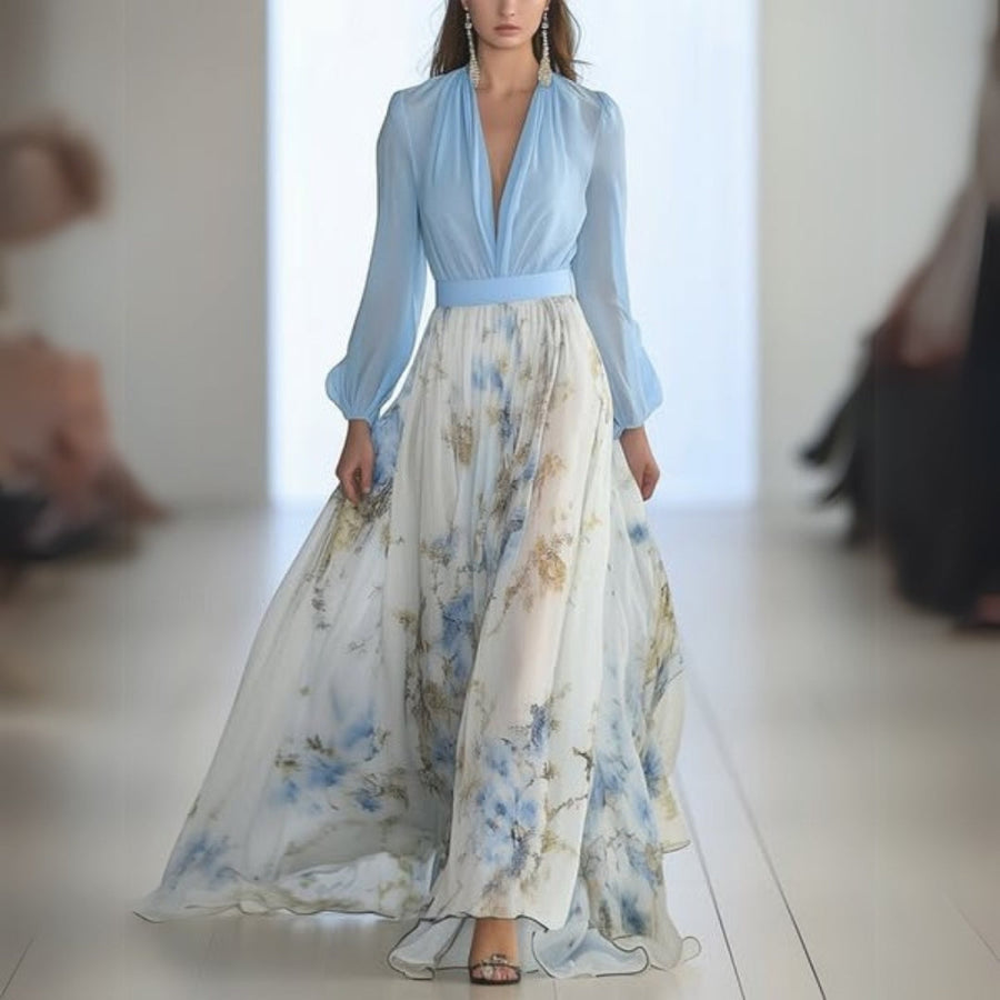 Women's Floral Maxi Dress - Elegant Flowing Print | Spring - Floral