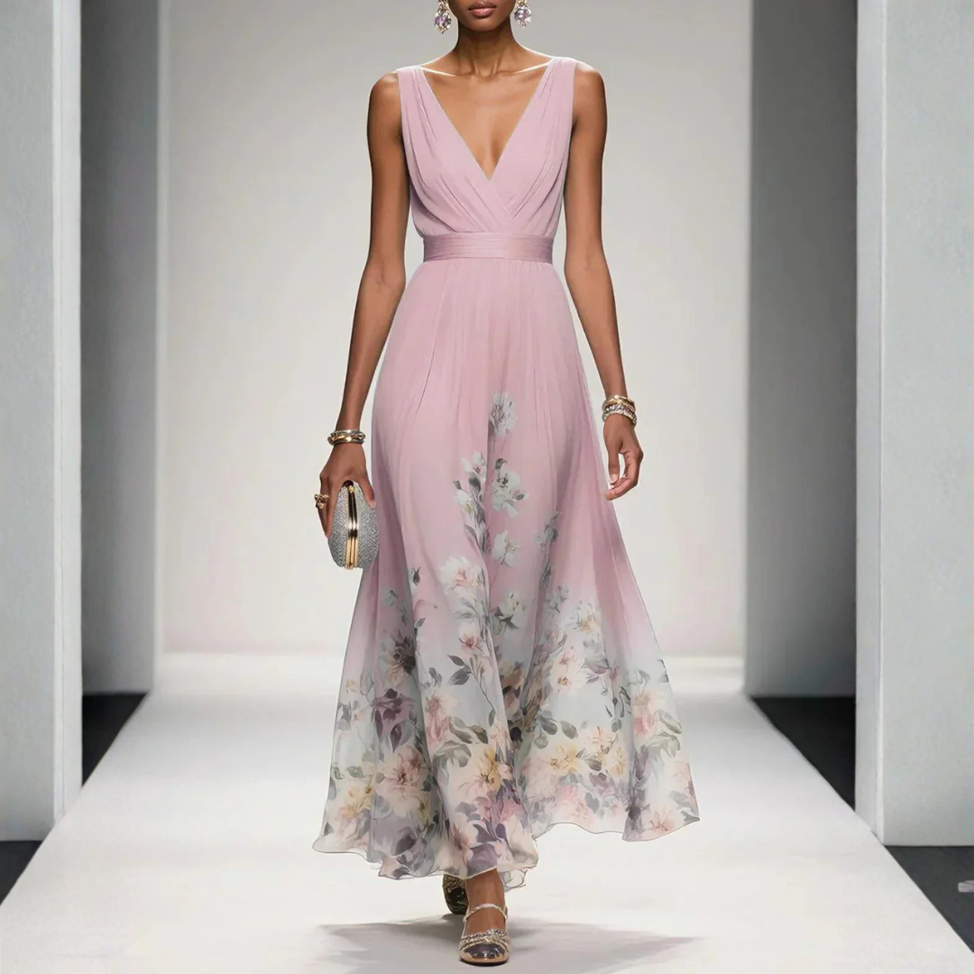 Women's Floral Maxi Dress - Wedding Guest | Spring - Pink