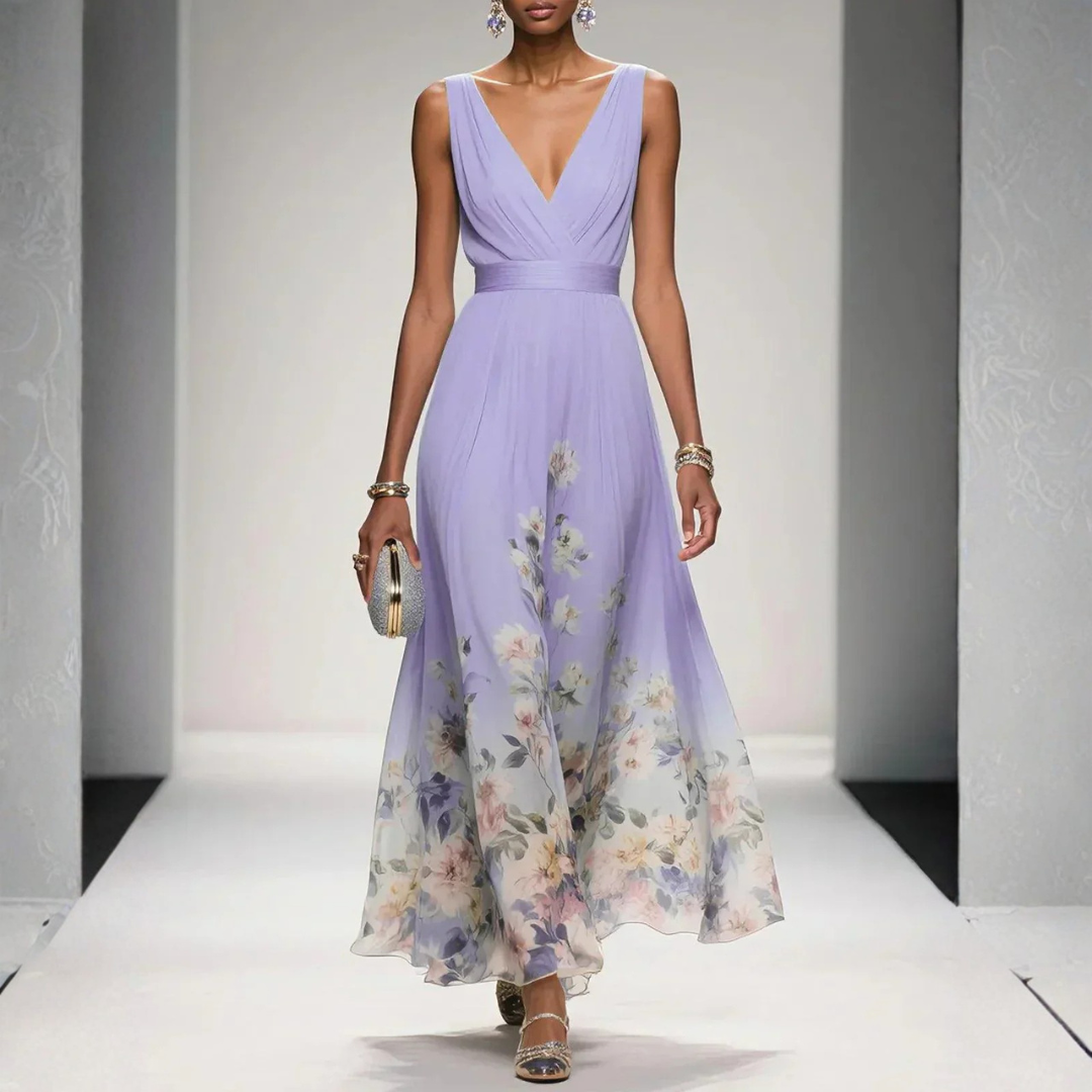 Women's Floral Maxi Dress - Wedding Guest | Spring - Purple