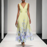 Women's Floral Maxi Dress - Wedding Guest | Spring - Yellow