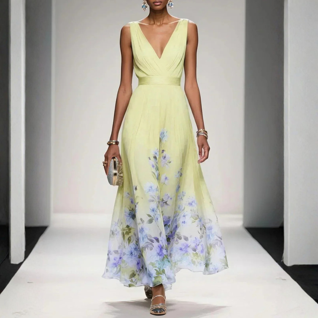 Women's Floral Maxi Dress - Wedding Guest | Spring - Yellow