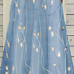 Women's Floral Midi Dress 3/4 Sleeve Cotton Blend - Casual | Spring