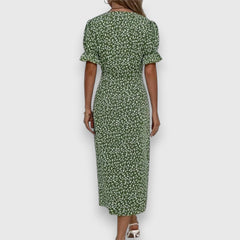 Women's Floral Midi Dress - Puff Sleeve | Summer