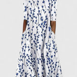 Women's Floral Midi Dress - Summery Coastal Print | Spring - Blue