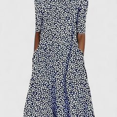 Women's Floral Midi Dress - Summery Coastal Print | Spring - Dark Blue