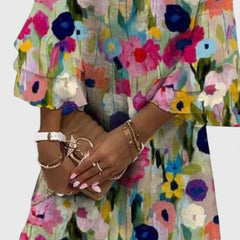 Women's Floral Mini Dress with V-Neckline | Spring