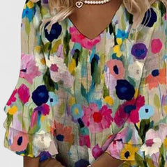 Women's Floral Mini Dress with V-Neckline | Spring