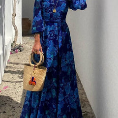 Women's Floral Off-Shoulder Maxi Dress - Bardot Neckline | Spring