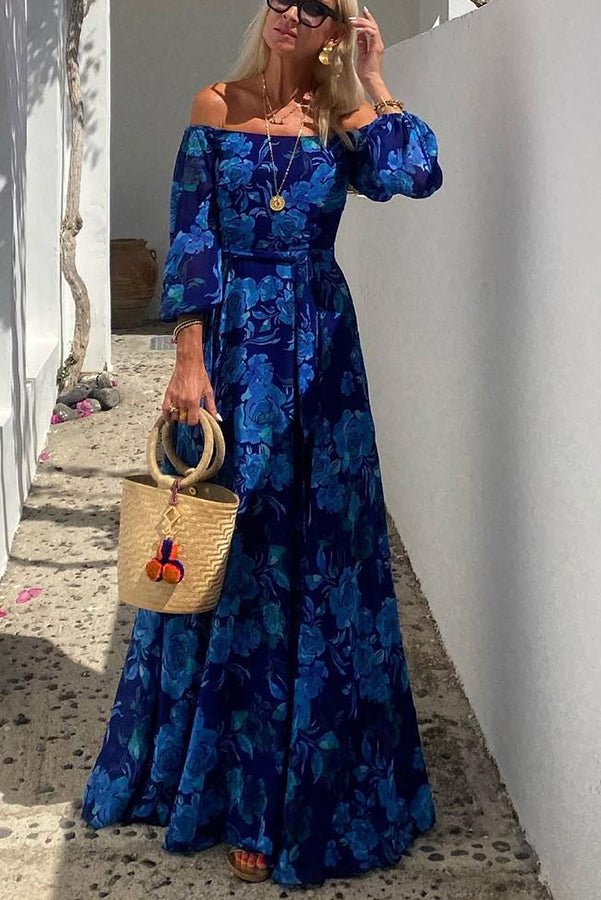 Women's Floral Off-Shoulder Maxi Dress - Bardot Neckline | Spring