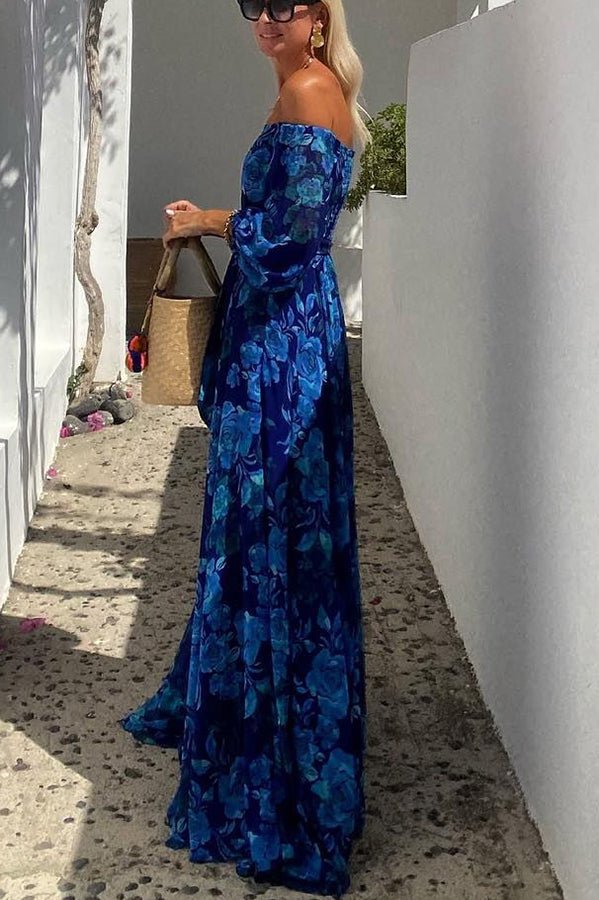 Women's Floral Off-Shoulder Maxi Dress - Bardot Neckline | Spring