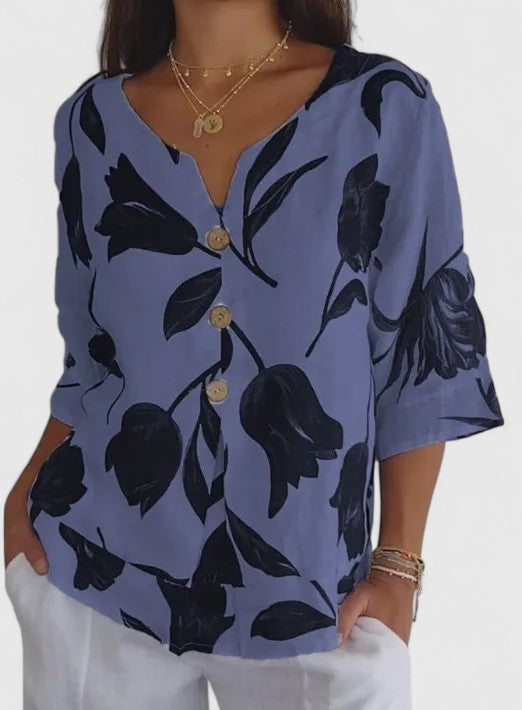 Women's Floral Print Blouse - Elegant Button-Front Shirt | Spring