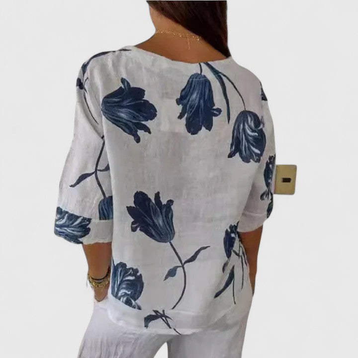 Women's Floral Print Blouse - Elegant Button-Front Shirt | Spring