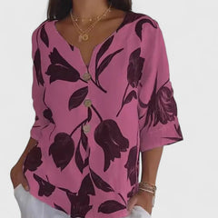 Women's Floral Print Blouse - Elegant Button-Front Shirt | Spring