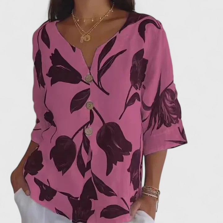 Women's Floral Print Blouse - Elegant Button-Front Shirt | Spring