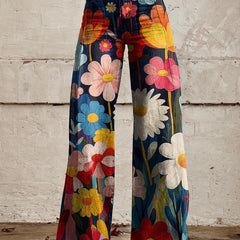 Women's Floral Wide-Leg Pants - Spring Summer Style