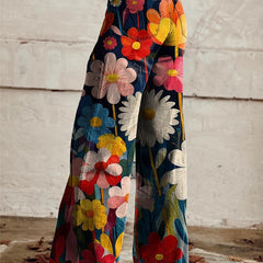 Women's Floral Wide-Leg Pants - Spring Summer Style
