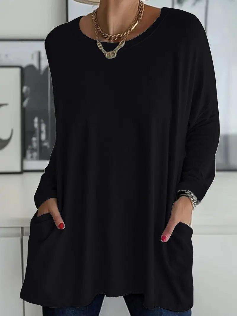 Women's Flowing Comfort Top - Everyday Elegance | Autumn - Black