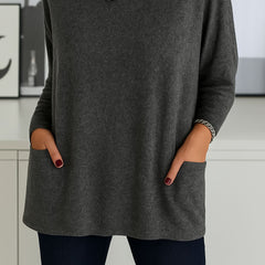Women's Flowing Comfort Top - Everyday Elegance | Autumn - Dark Gray