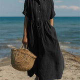 Women's Flowing Maxi Dress - Elegant Summer Style - Black