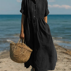 Women's Flowing Maxi Dress - Elegant Summer Style - Black