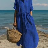 Women's Flowing Maxi Dress - Elegant Summer Style - Blue