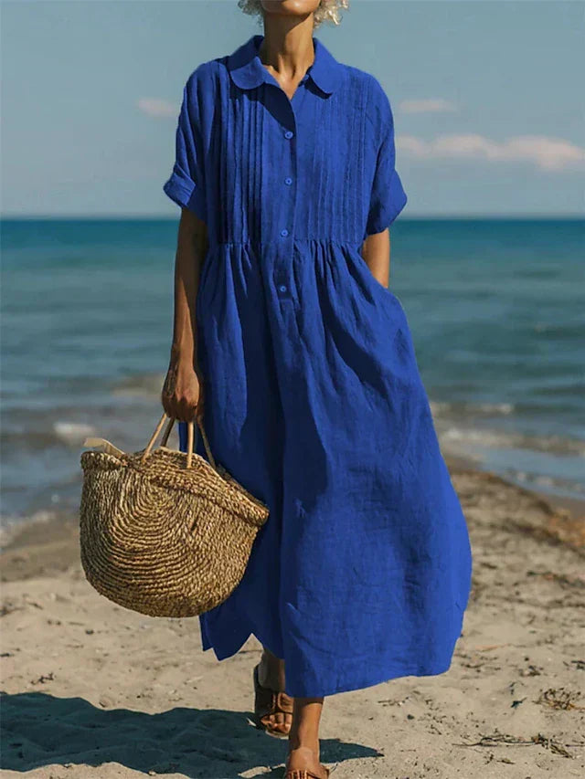 Women's Flowing Maxi Dress - Elegant Summer Style - Blue