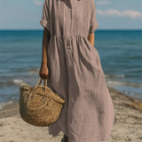 Women's Flowing Maxi Dress - Elegant Summer Style - Dusty Rose