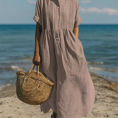 Women's Flowing Maxi Dress - Elegant Summer Style - Dusty Rose