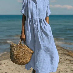 Women's Flowing Maxi Dress - Elegant Summer Style - Light Blue