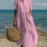 Women's Flowing Maxi Dress - Elegant Summer Style - Pink