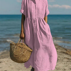 Women's Flowing Maxi Dress - Elegant Summer Style - Pink
