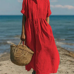 Women's Flowing Maxi Dress - Elegant Summer Style - Red
