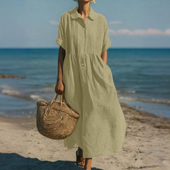 Women's Flowing Maxi Dress - Elegant Summer Style - Sage Green
