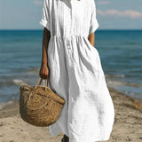Women's Flowing Maxi Dress - Elegant Summer Style - White