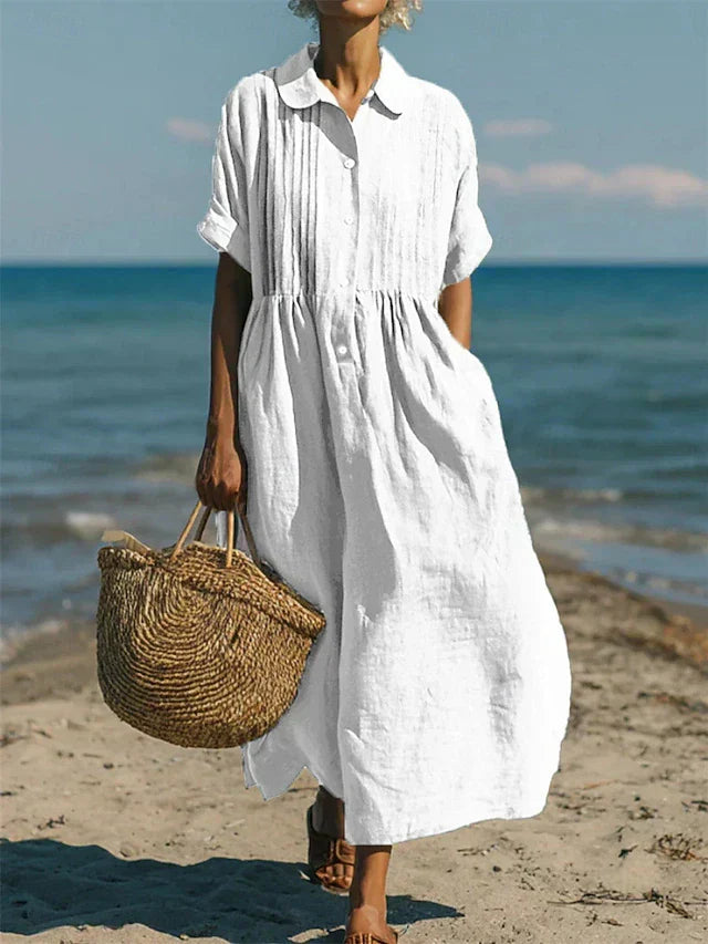 Women's Flowing Maxi Dress - Elegant Summer Style - White